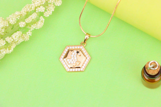 Hexagon Horse Pendant in Rose Gold with Crystal Accents, XPPT1271 (2127-7)