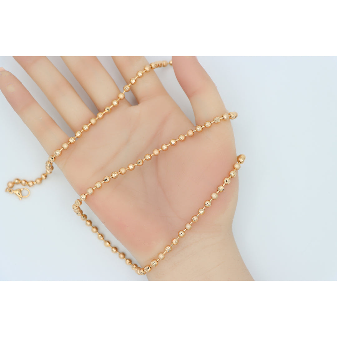 Textured Bead Rose Gold Necklace Shiny Ball Chain, XPNL0128 (2013-8)