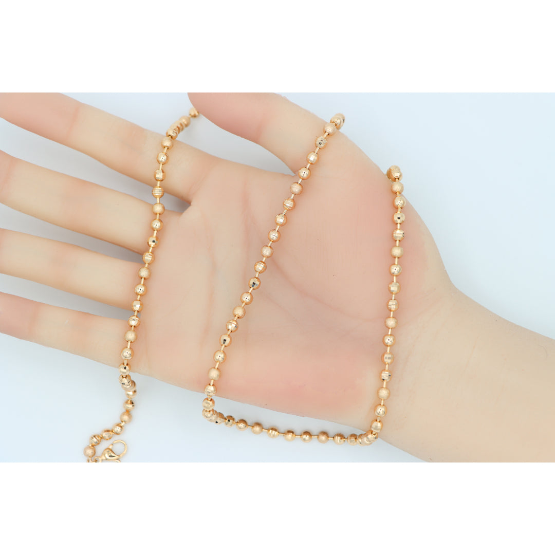 Textured Bead Rose Gold Necklace Shiny Ball Chain, XPNL0128 (2013-8)