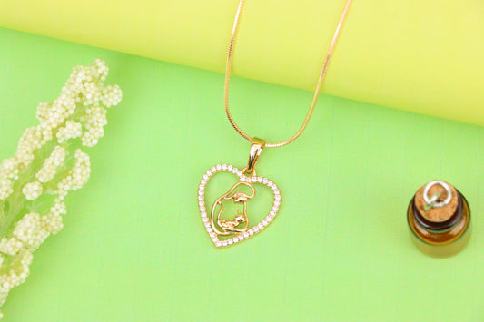 Heart-Shaped Mom and Baby Rose Gold Pendant with Crystal Border, XPPT1272 (2127-8)