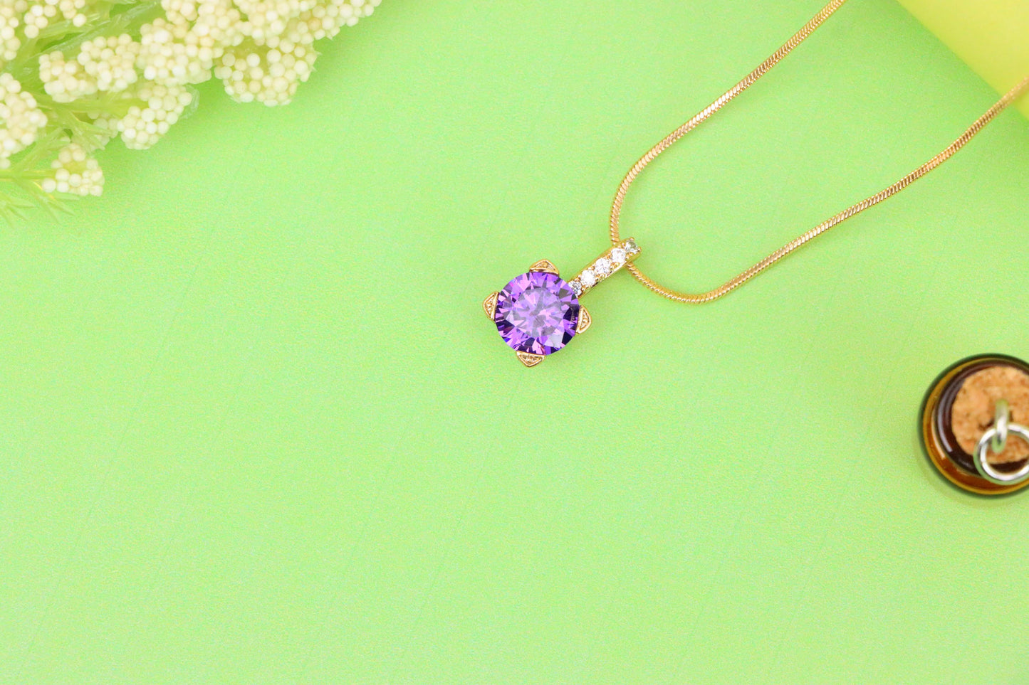 Chic Purple Round Pendant with Gold Plated Accent Bail – Elegant Finish, XPPT1718 (2150-8)