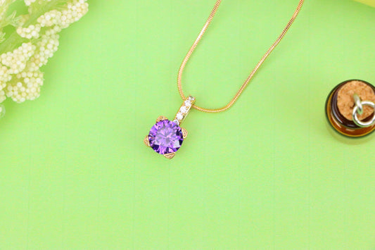Chic Purple Round Pendant with Gold Plated Accent Bail – Elegant Finish, XPPT1718 (2150-8)