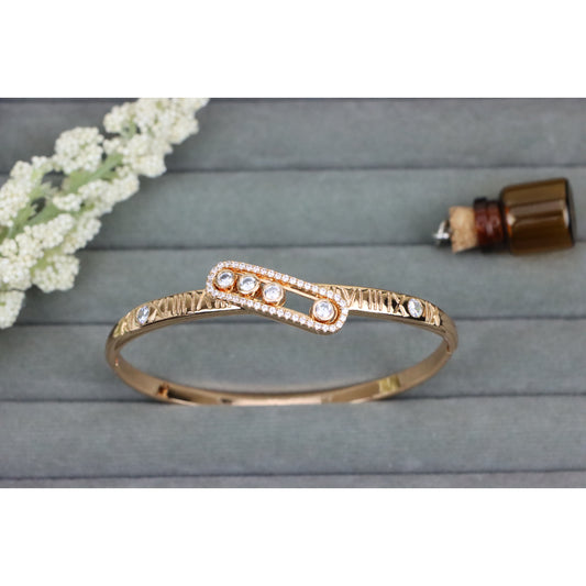 Rose Gold Roman Numeral Bangle with Crystal Bar, XPBL0571 (2058-1)