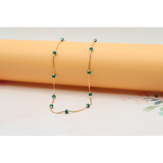 Rose Gold Necklace with Green Beads, XPNL0132 (2014-2)