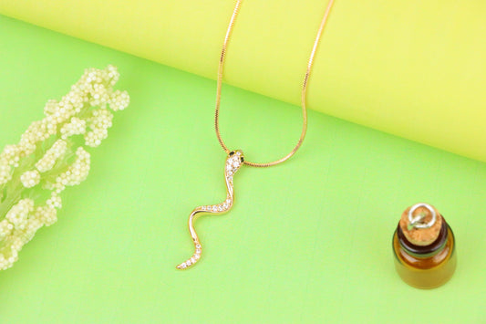 Slim Rose Gold Snake Pendant with Crystal Detailing, XPPT1275 (2128-1)