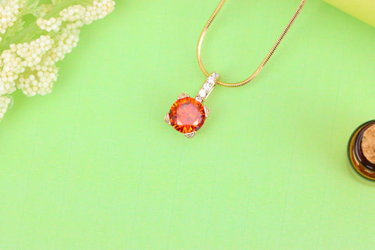 Brilliant Red Round Pendant with Sparkling Bail in Gold Plated Finish, XPPT1719 (2150-8)