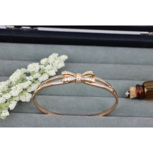 Rose Gold Bow Design Bangle with Sparkling Crystals, XPBL0573 (2058-3)