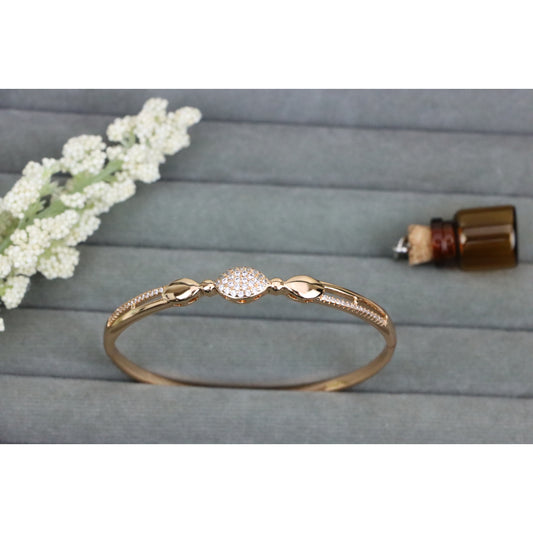 Rose Gold Bangle with Oval Crystal Centerpiece, XPBL0575 (2058-5)