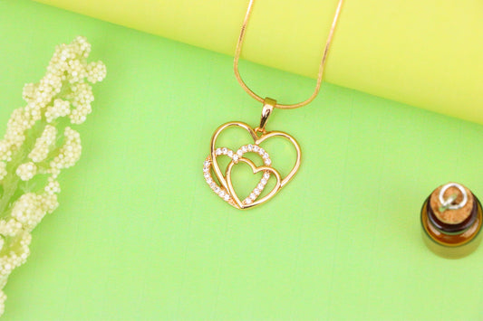 Rose Gold Pendant with Triple Heart Design and Crystal Detailing, XPPT1278 (2128-4)