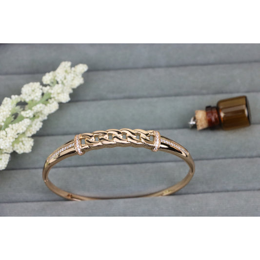 Rose Gold Bangle with Bold Chain Centerpiece, XPBL0577 (2058-7)