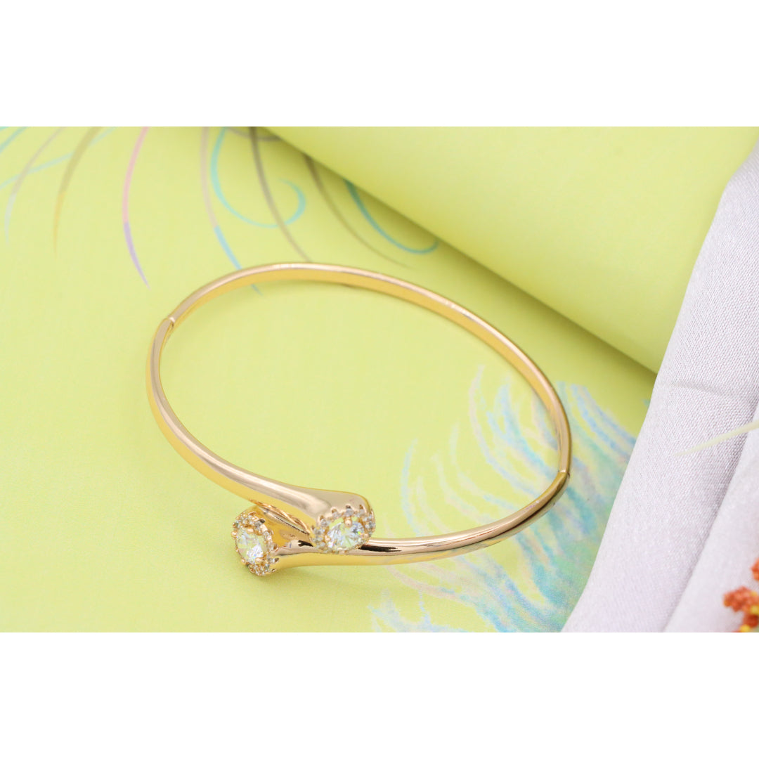 Rose Gold Bangle with Dual Crystal Accents, XPBL0578 (2058-8)