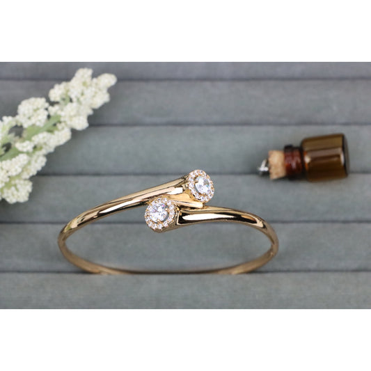 Rose Gold Bangle with Dual Crystal Accents, XPBL0578 (2058-8)