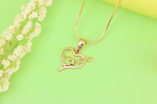 Heart Infinity Mother-Child Rose Gold Pendant with Sparkling Stones, XPPT1279 (2128-5)