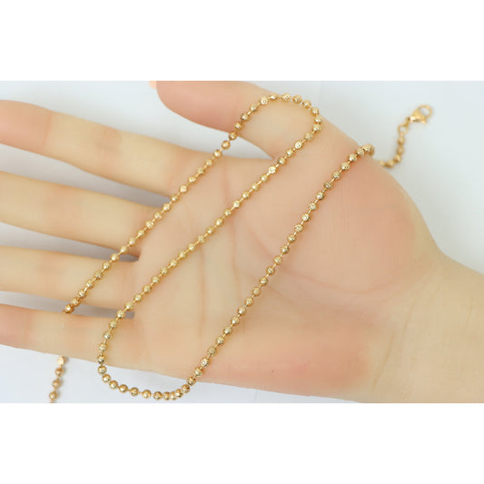 Textured Bead Rose Gold Necklace, Long Elegant Chain, XPNL0137 (2014-7)