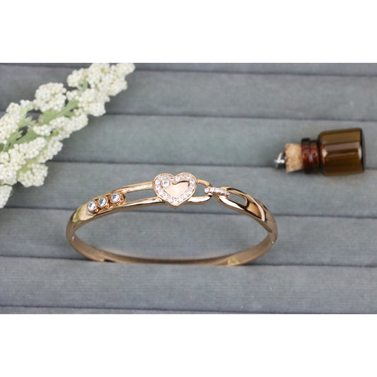 Rose Gold Bangle with Crystal Heart Center, XPBL0579 (2058-9)