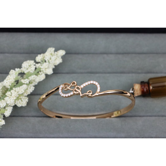 Rose Gold Bangle with Sparkling Love Script Design, XPBL0580 (2058-10)