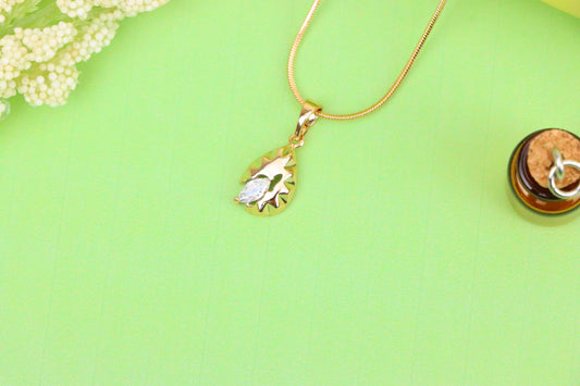 Teardrop Leaf Pendant with Marquise White Stone in Gold Finish, XPPT1727 (2150-9)