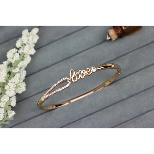 Elegant Rose Gold "Love" Bangle with Sparkling CZ Accents, XPBL0582 (2059-2)
