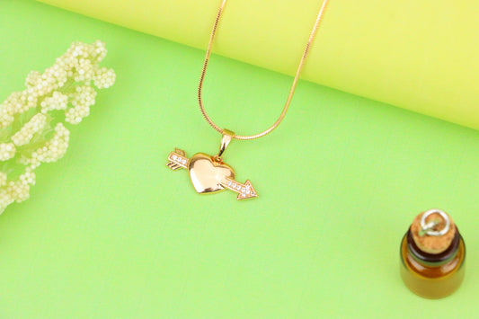 Rose Gold Heart Pendant with Arrow and Crystal Detailing, XPPT1283 (2128-9)