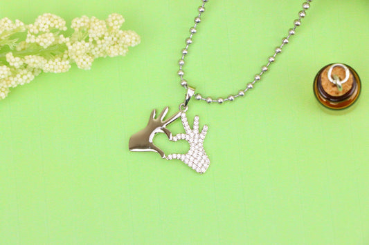 Silver Heart Hands Pendant in Gold Plated Brass with Crystal Detail, XPPT1728 (2150-10)