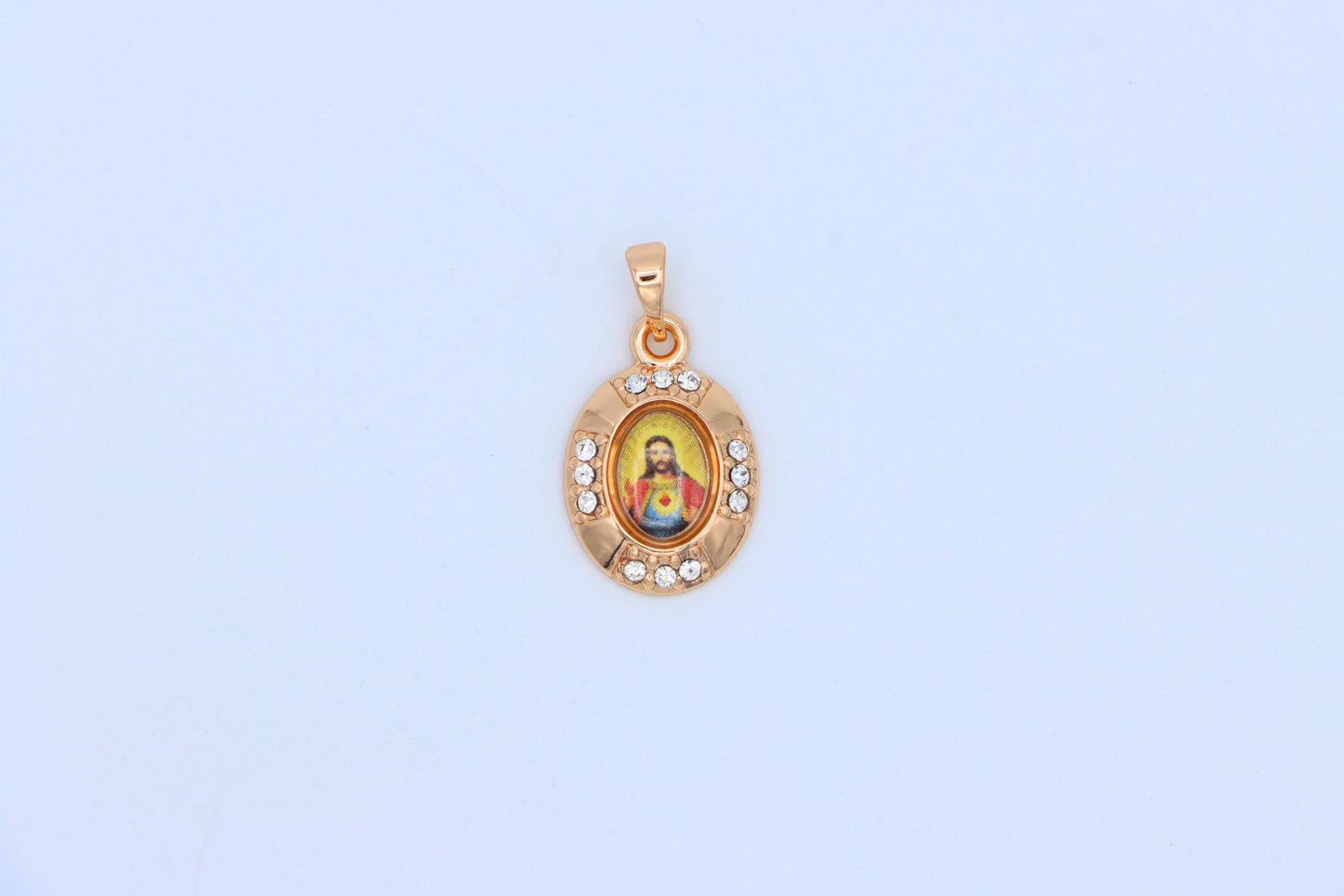 Sacred Heart Rose Gold Pendant with Crystals – Religious Jewelry, XPPT1737 (2151-2)