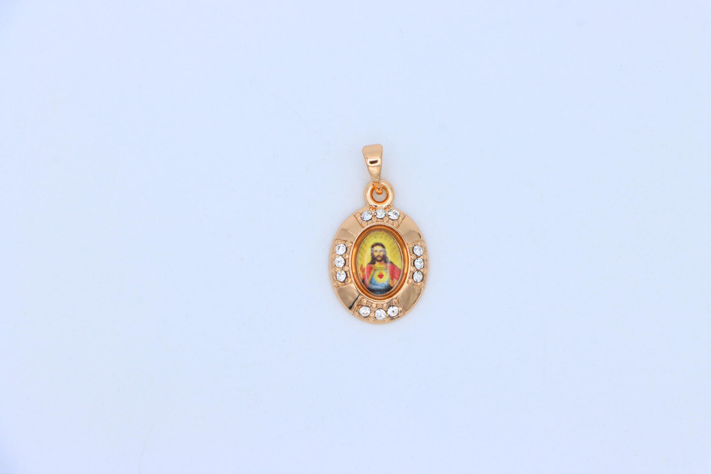 Sacred Heart Rose Gold Pendant with Crystals – Religious Jewelry, XPPT1737 (2151-2)
