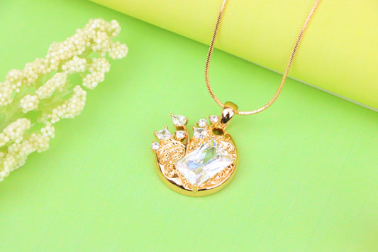 Elegant Round Rose Gold Pendant with Sparkling Crystal Accents, XPPT1284 (2128-10)