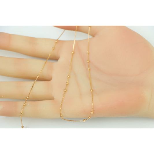 Rose Gold Plated Brass Necklace with Dainty Beaded Chain , XPNL0143 (2015-3)