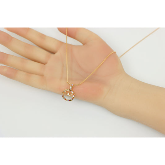 Stylish Rose Gold Plated Necklace with Double Circle Crystal Pendant, XPNL0146 (2015-6)