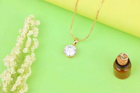 Elegant Round Solitaire Rose Gold Pendant with Sparkling CZ, XPPT1289 (2129-5)