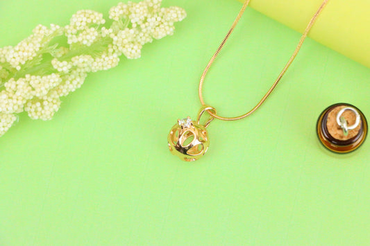 Elegant Rose Gold Round Pendant with Sparkling Center Stone, XPPT1744 (2151-6)