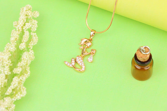 Mermaid Rose Gold Pendant with Crystals, XPPT1291 (2129-7)