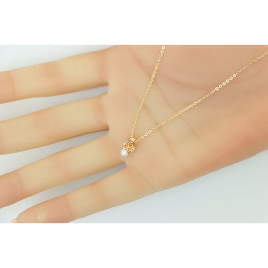 Dainty Rose Gold Plated Necklace with Delicate Pearl Charm, XPNL0149 (2015-9)