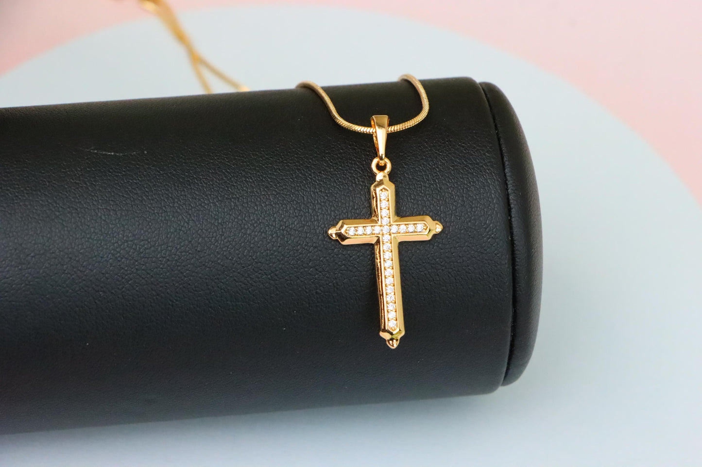 Rose Gold Cross Pendant with Sparkling Stones – Elegant Design, XPPT1745 (2151-7)
