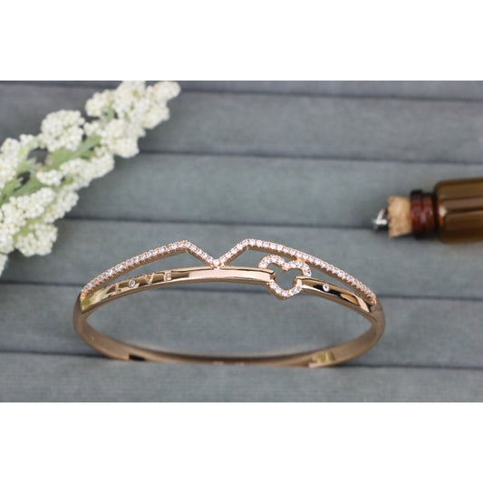 Love Engraved Rose Gold Bangle with Heart Detail, XPBL0593 (2060-3)