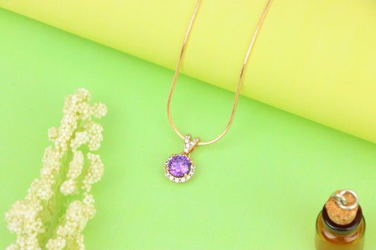 Round Purple Stone Rose Gold Pendant, XPPT1292 (2129-8)