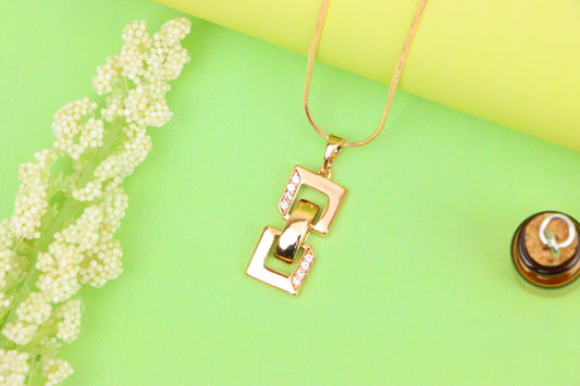 Rose Gold Geometric Link Pendant with Sparkling Accents, XPPT1746 (2151-8)