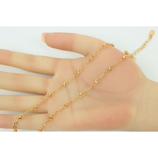 Stylish Rose Gold Plated Chain Necklace with Beaded Accents, XPNL0150 (2015-10)