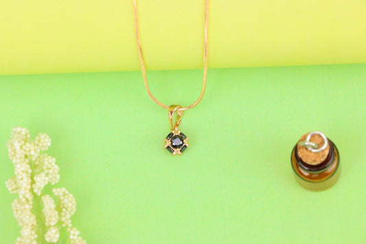 Black Stone Mini Ball Pendant in Rose Gold for Everyday Elegance, XPPT1293 (2129-9)