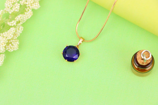Elegant Rose Gold Round Blue Stone Pendant for Women, XPPT1747 (2151-9)