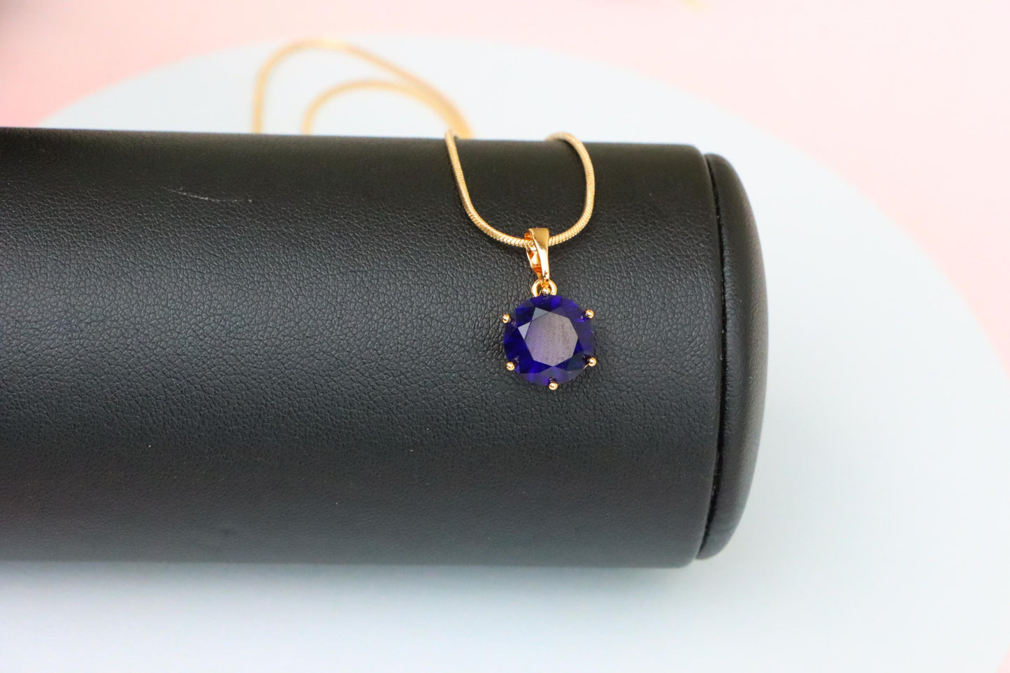 Elegant Rose Gold Round Blue Stone Pendant for Women, XPPT1747 (2151-9)