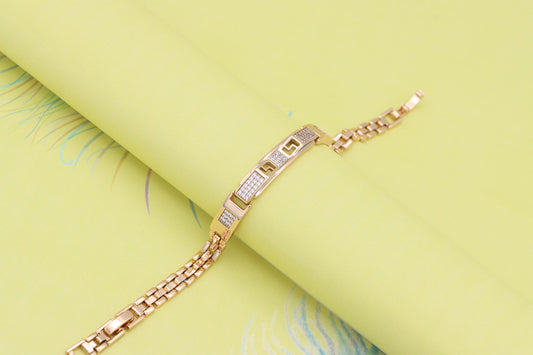 Elegant Rose Gold Bracelet with Geometric Crystal Accents, XPBL0970 (2097-9)