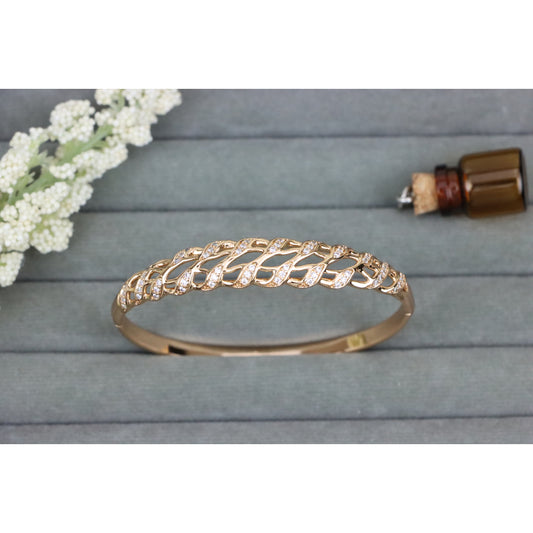 Elegant Rose Gold Chain Design Bangle with Sparkling Accents, XPBL0598 (2060-7)