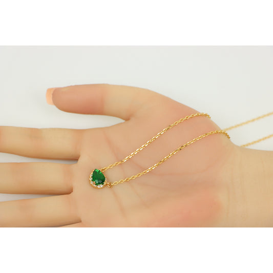 Luxurious Rose Gold Necklace with Emerald Green Crystal, XPNL0153 (2016-3)