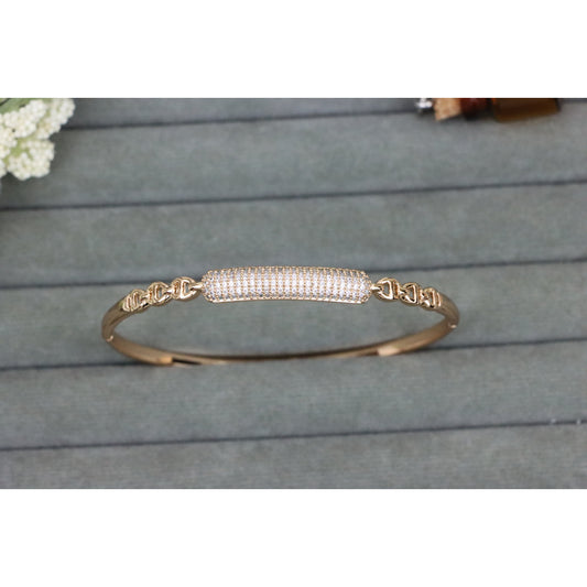 Elegant Rose Gold Bangle with Sparkling Center Accent Design, XPBL0600 (2060-9)