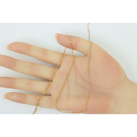Delicate Rose Gold Plated Chain Necklace with Bead Accents, XPNL0155 (2016-5)