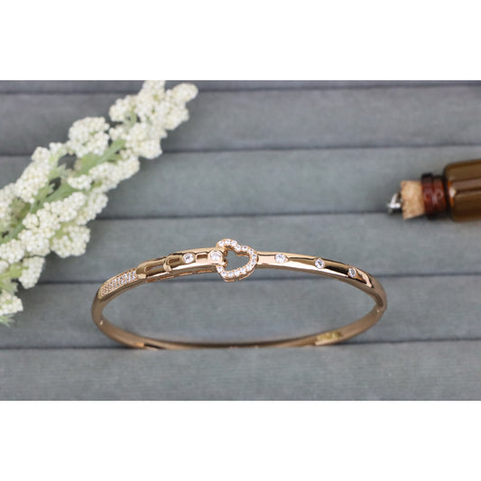 Rose Gold Bangle with Crystal Heart Centerpiece, Elegant Bracelet, XPBL0601 (2060-10)