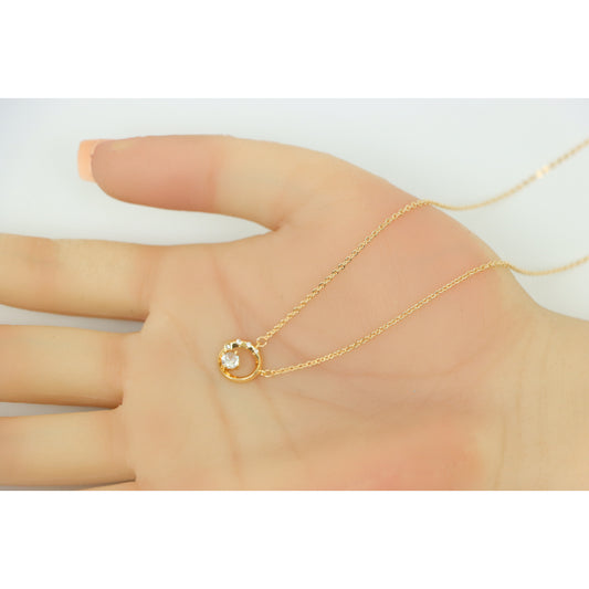Rose Gold Plated Necklace with Crystal-Studded Circular Pendant, XPNL0157 (2016-7)