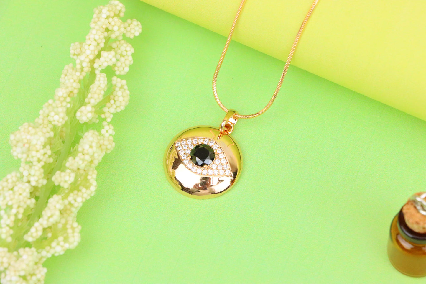 Round Evil Eye Rose Gold Pendant with Black Center, XPPT1299 (2130-5)