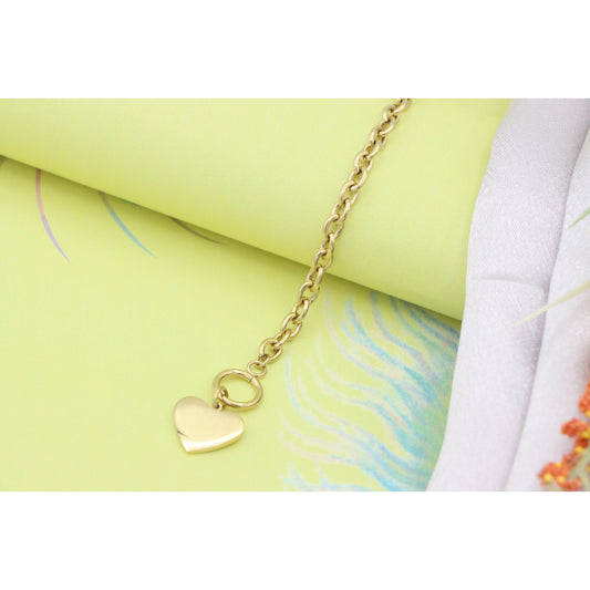 Yellow Gold Plated Heart Charm Bracelet, 18cm Adjustable Chain, XPBL0603 (2061-2)